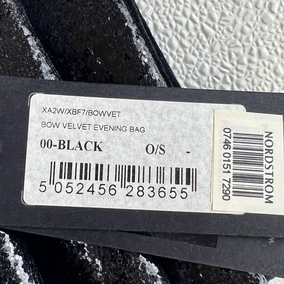 Black Glitter Bow Velvet Shimmering Fairy Princess Evening Bag Ted Baker London - Picture 2 of 11